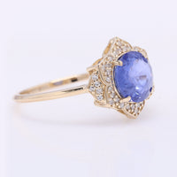 2.13 Ct Round Mixed Cut Natural Sapphire 14K Gold Ring