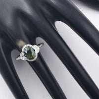 2.42 Ct Oval Mixed Cut Natural Green Sapphire 950 Platinum Ring