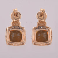 2.08 Ct Cushion Mixed Cut Natural Fire Opal 14K Gold Earrings