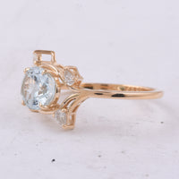 2.05 Ct Oval Natural Aquamarine 14K Gold Ring