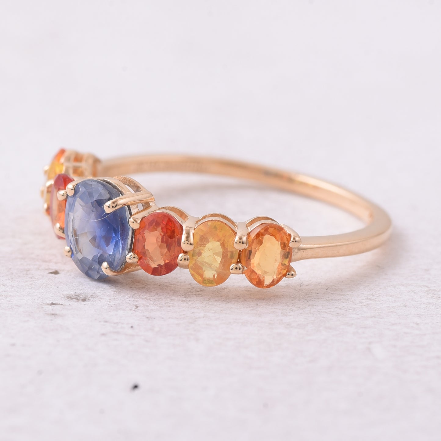 2.17 Ct Oval Natural Multi-Coloured Sapphire 14K Gold Ring