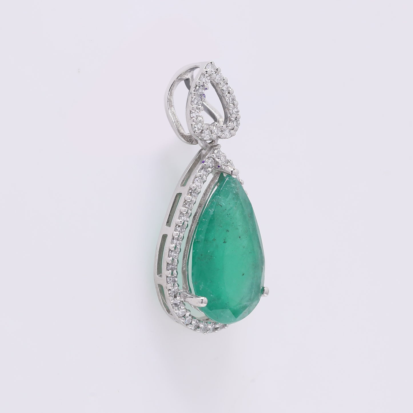 2.47 Ct Pear Mixed Cut Natural Emerald 950 Platinum Pendant