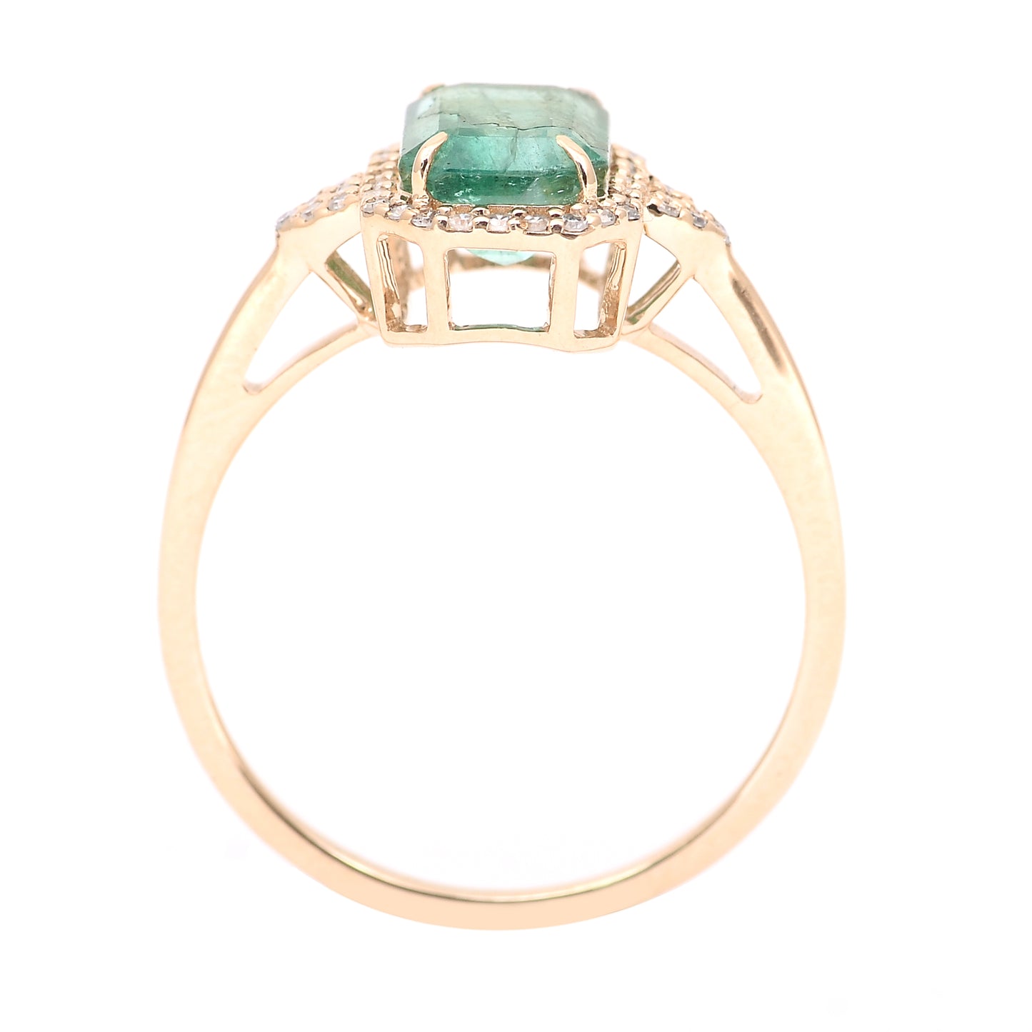 1.71 Ct Octagon Step Cut Natural Emerald 14K Gold Ring