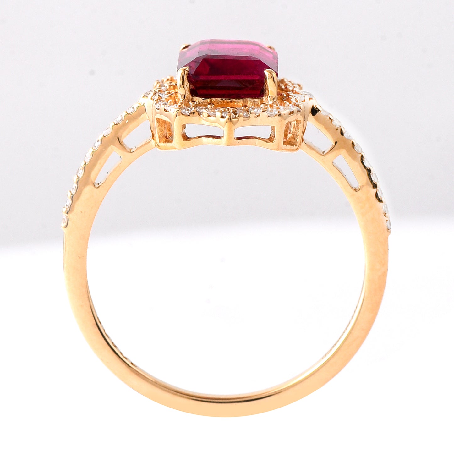 2.16 Ct Octagon Step Cut Natural Pink Tourmaline 14K Gold Ring