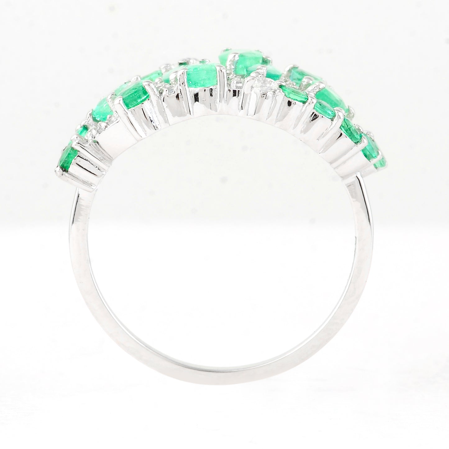 1.90 Ct Marquise Mixed Cut, Round Mixed Cut, Pear Mixed Cut Natural Emerald 950 Platinum Ring