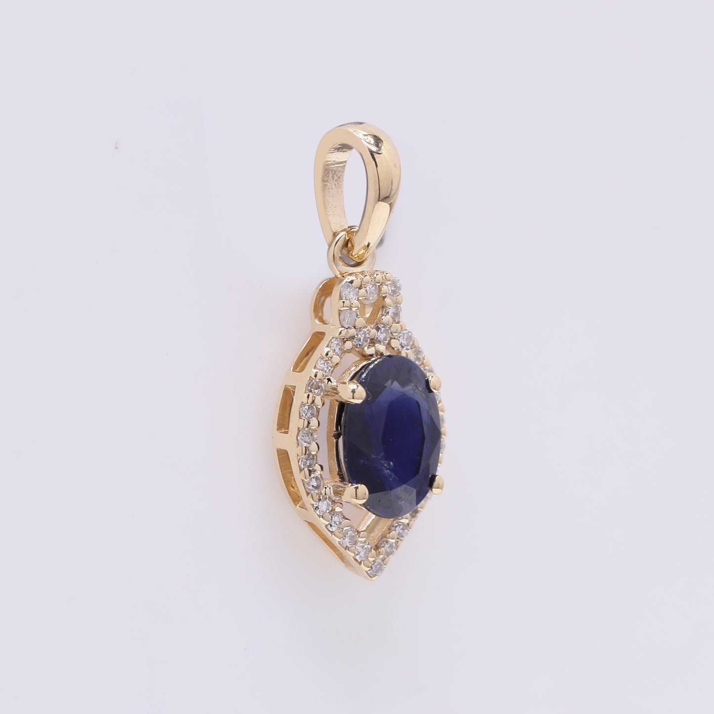 1.04 Ct Oval Mixed Cut Natural Sapphire 14K Gold Pendant