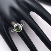 2.70 Ct Cushion Mixed Cut Natural Green Sapphire 950 Platinum Ring