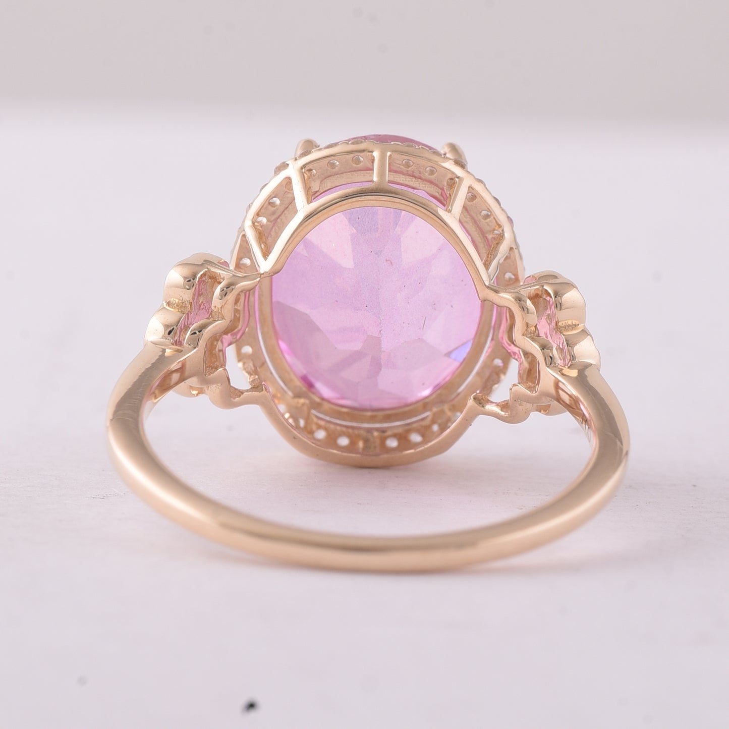 5.73 Ct Oval Pink Topaz 9K Gold Ring