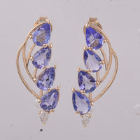 2.61 Ct Pear Natural Tanzanite 14K Gold Earrings