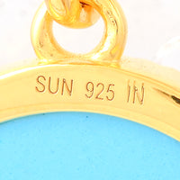 7.74 Ct Round Turquoise 925 Sterling Silver Pendant