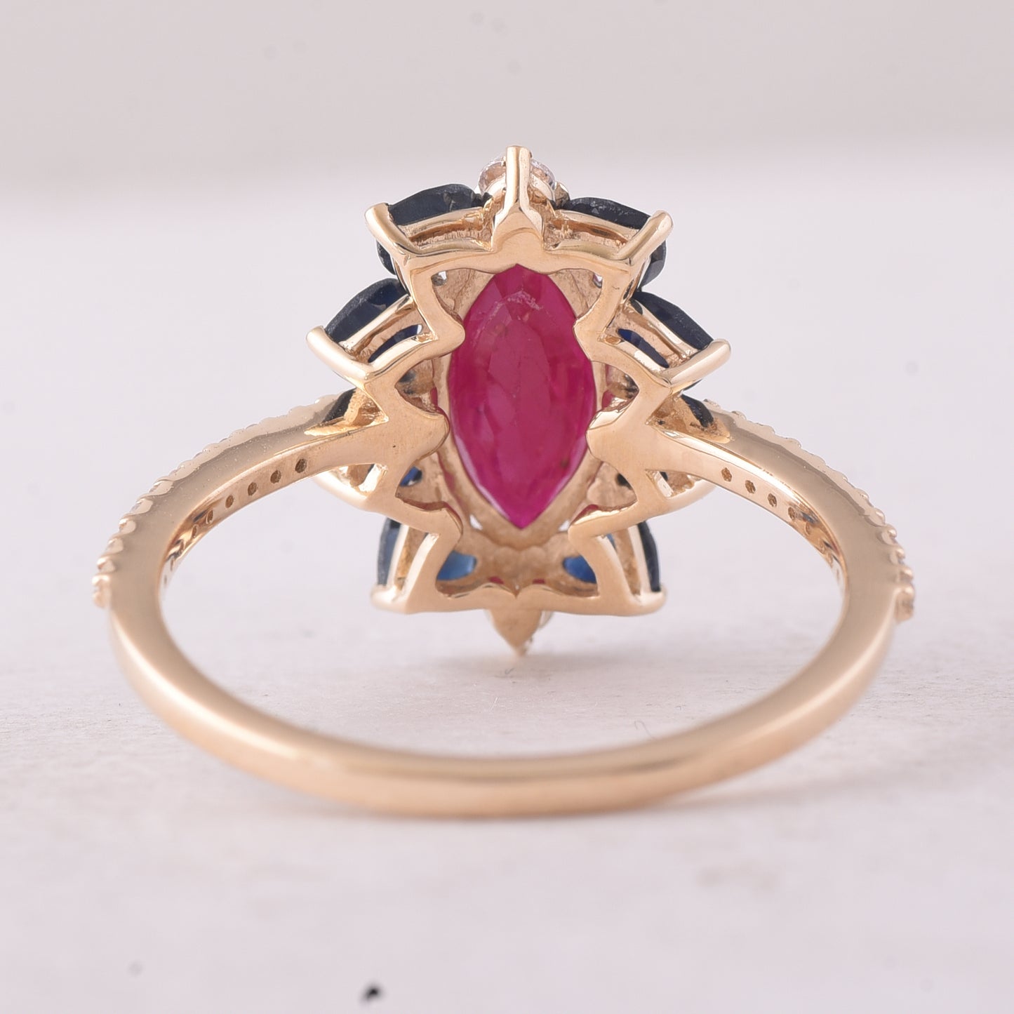 2.56 Ct Marquise Ruby 9K Gold Ring