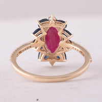 2.56 Ct Marquise Ruby 9K Gold Ring