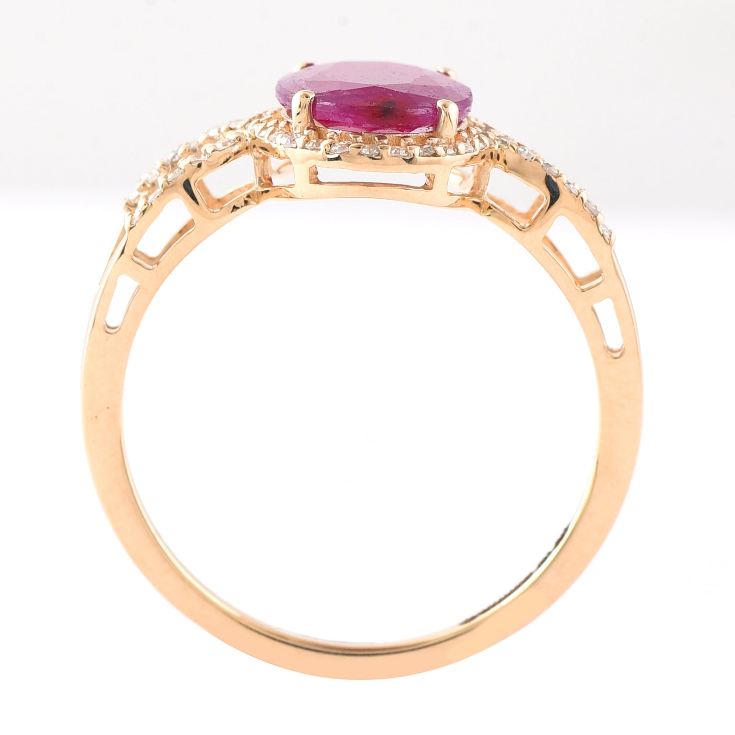 1.58 Ct Oval Mixed Cut Natural Ruby 14K Gold Ring