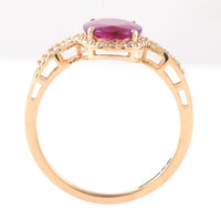 1.58 Ct Oval Mixed Cut Natural Ruby 14K Gold Ring
