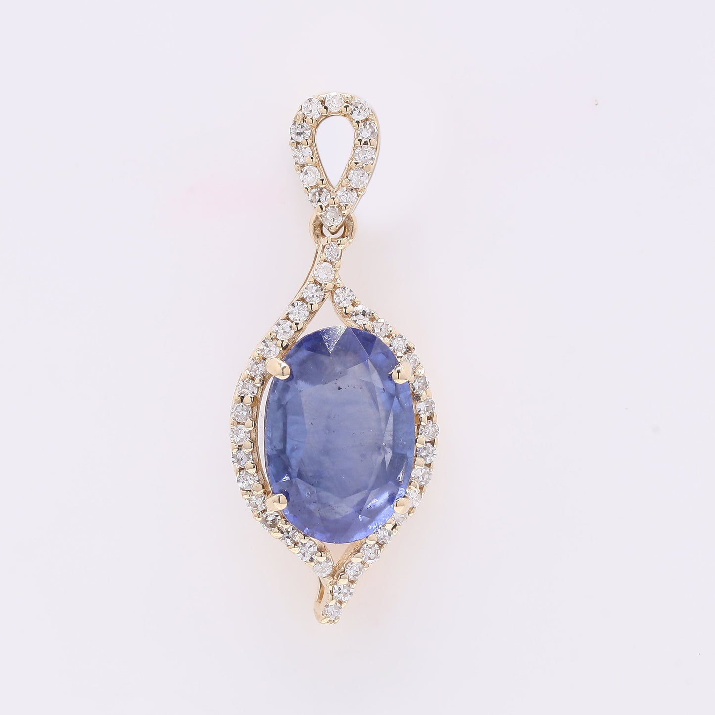 2.42 Ct Oval Mixed Cut Natural Sapphire 14K Gold Pendant