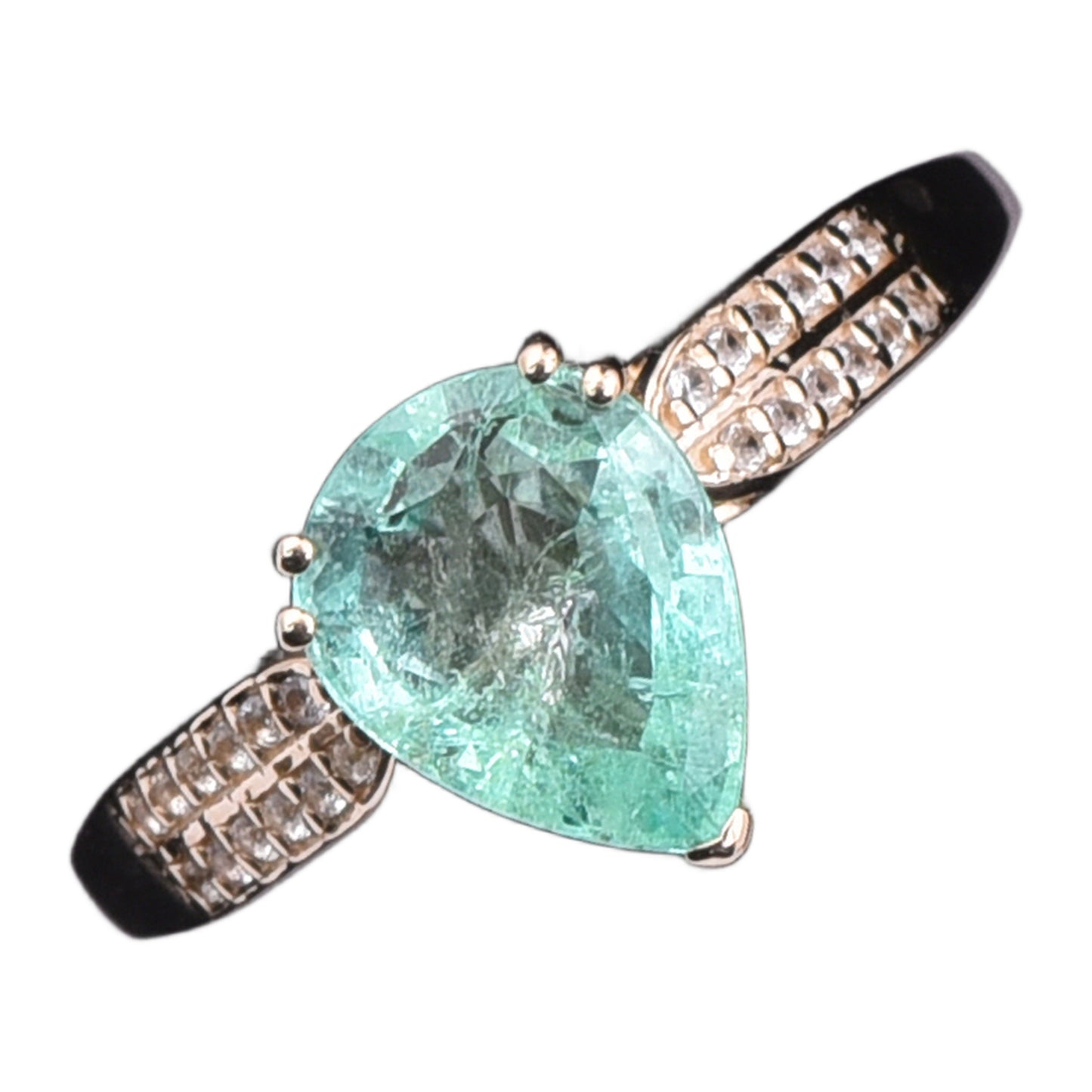 2.02 Ct Pear Emerald 9K Gold Ring