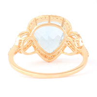3.06 Ct Pear Mixed Cut Natural Aquamarine 14K Gold Ring