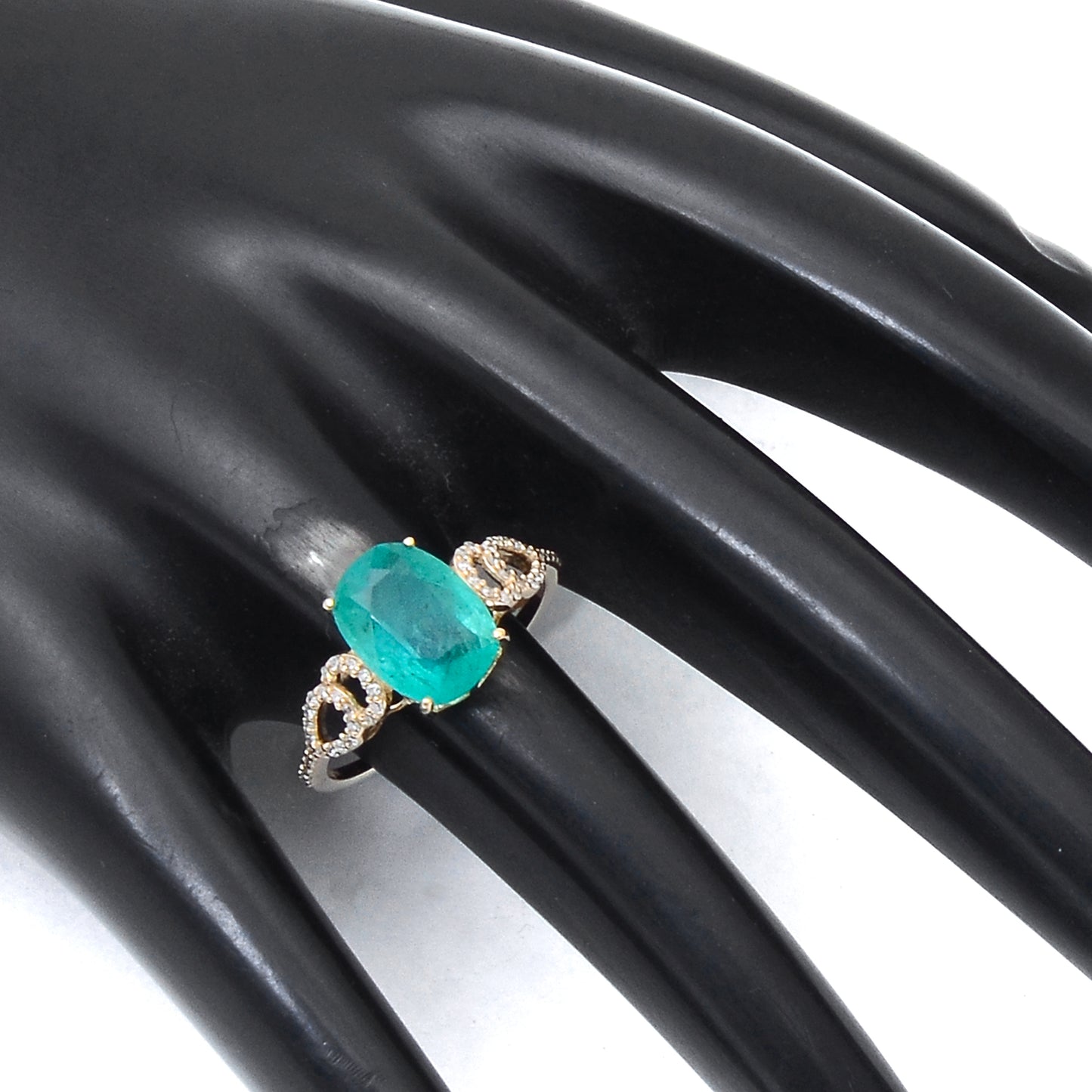 2.50 Ct Cushion Mixed Cut Natural Emerald 14K Gold Ring