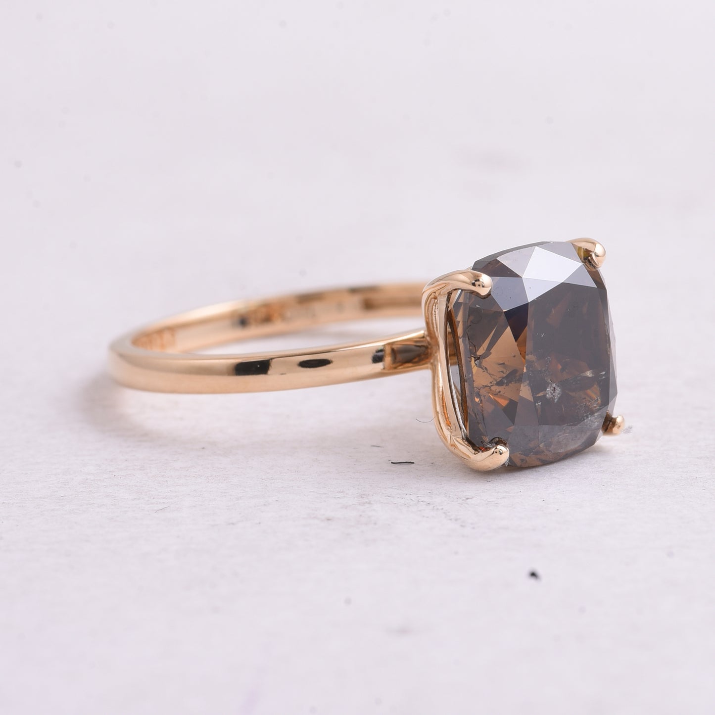 5.06 Ct Cushion Brown Diamond 14K Gold Ring