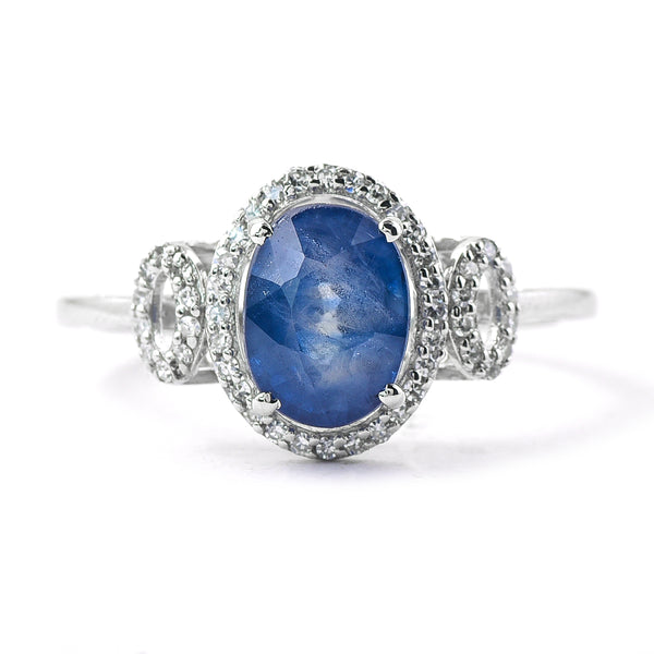2.43 Ct Oval Mixed Cut Natural Sapphire 950 Platinum Ring