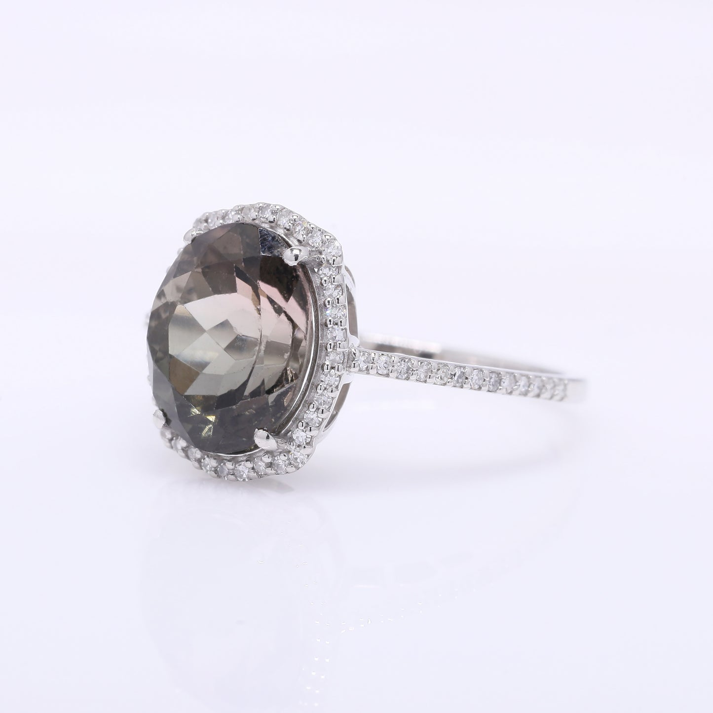 4.14 Ct Oval Mixed Cut Natural Tourmaline 950 Platinum Ring