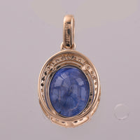3.87 Ct Oval Mixed Cut Natural Sapphire 14K Gold Pendant