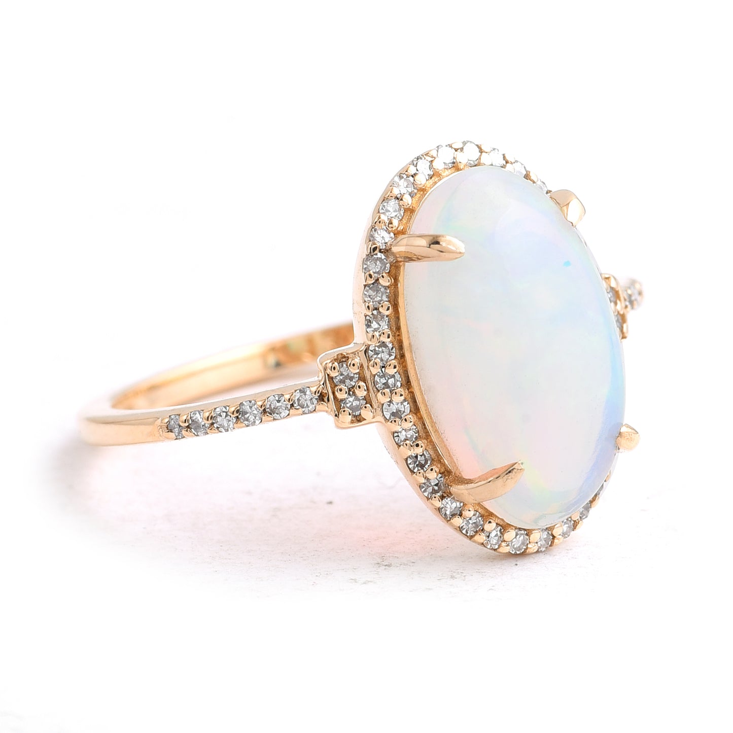 1.81 Ct Oval Cabochon Cut Natural Opal 14K Gold Ring