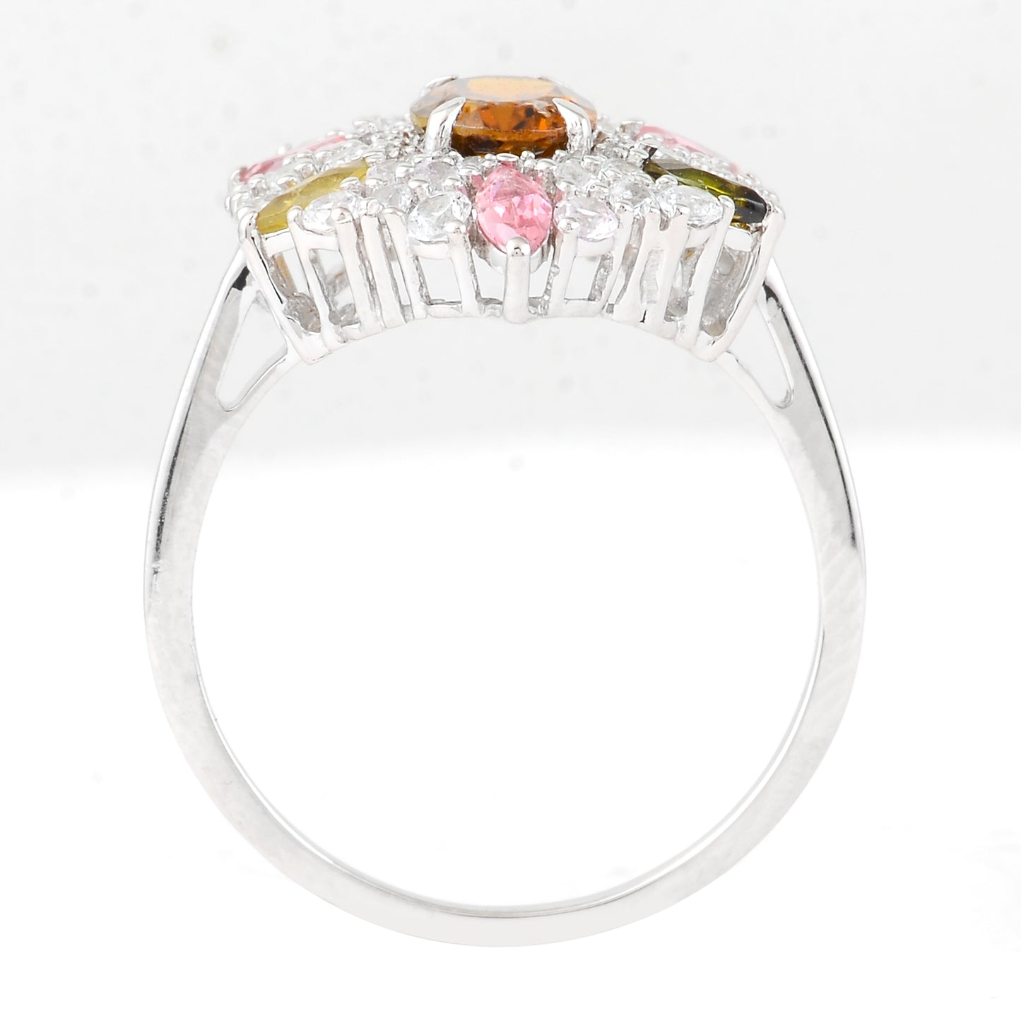 2.14 Ct Oval Mixed Cut, Marquise Mixed Cut Natural Multi-Coloured Tourmaline 950 Platinum Ring