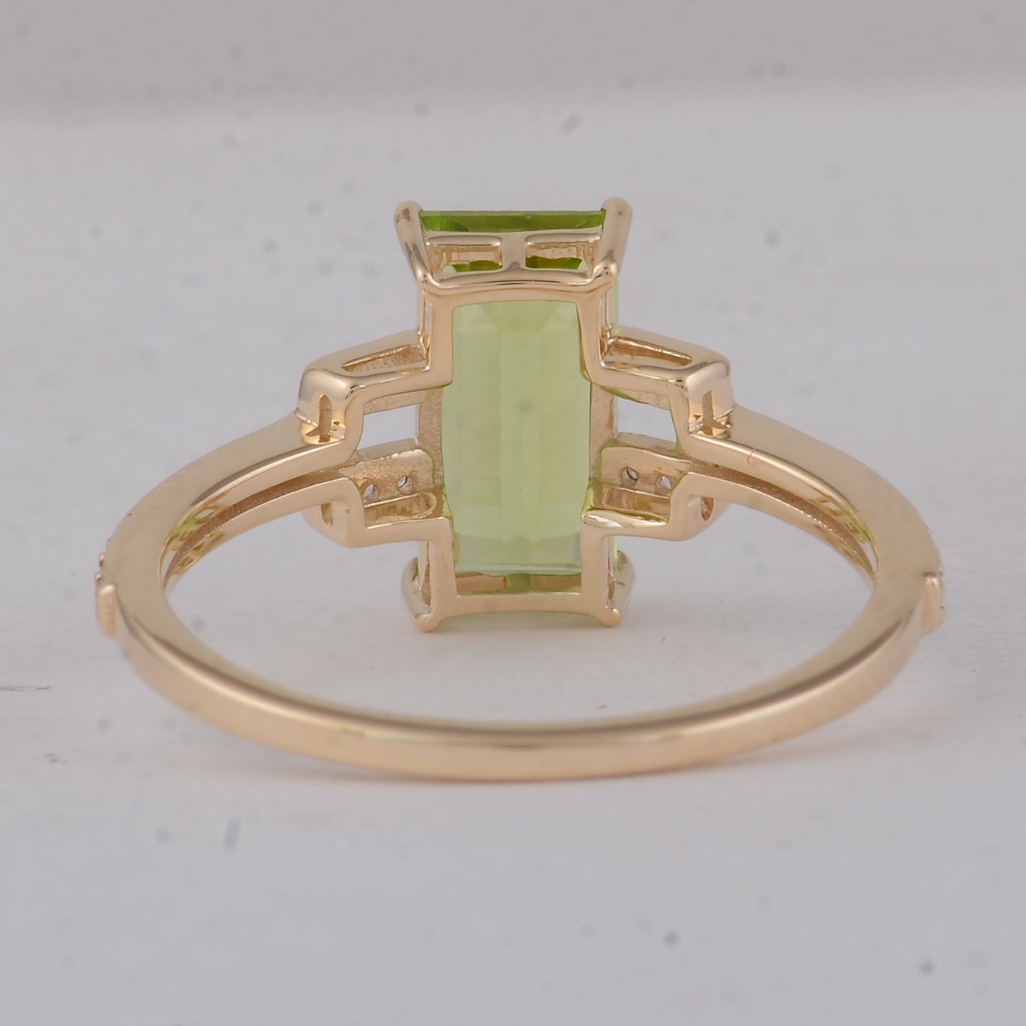 1.96 Ct Baguette Peridot 9K Gold Ring