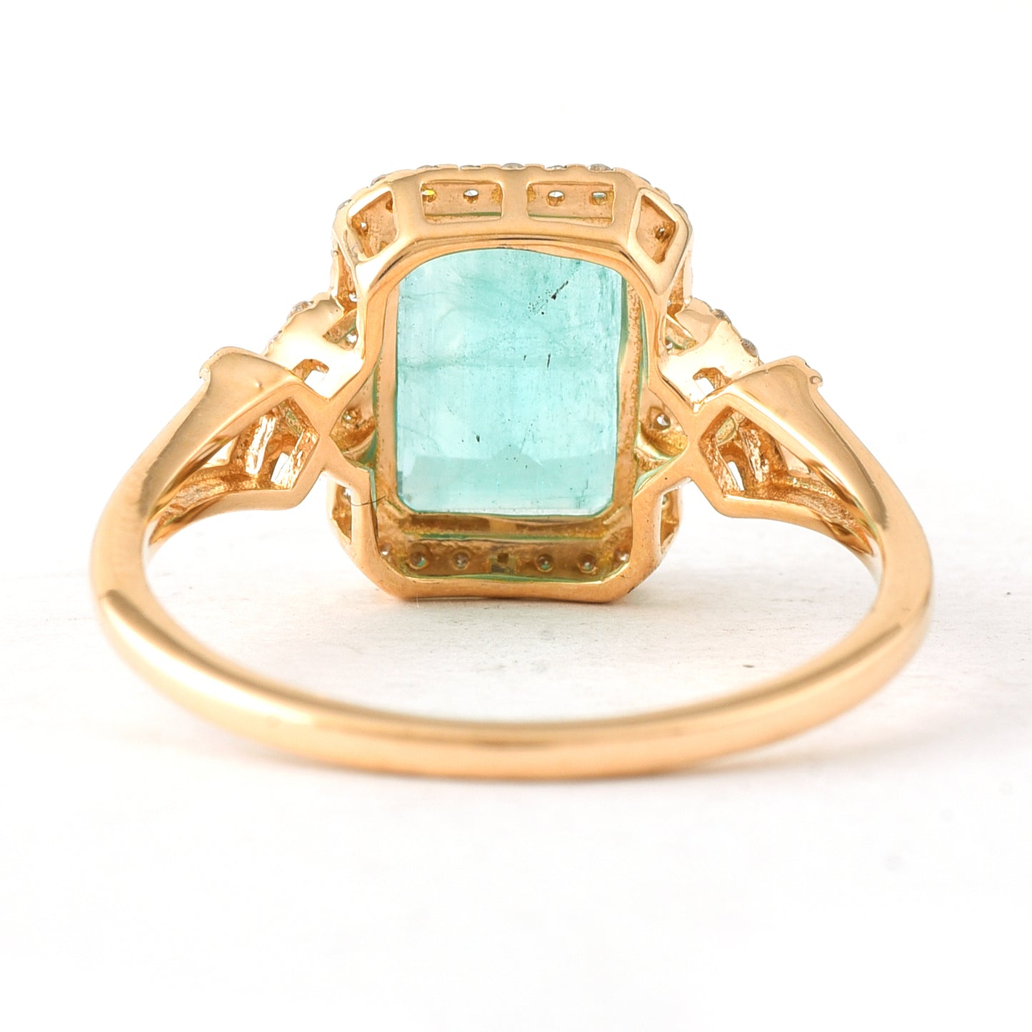 2.03 Ct Octagon Step Cut Natural Emerald 14K Gold Ring