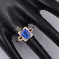 2.44 Ct Cushion Sapphire 9K Gold Ring