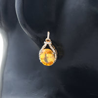 5.59 Ct Oval Mixed Cut Natural Yellow Sapphire 14K Gold Earrings