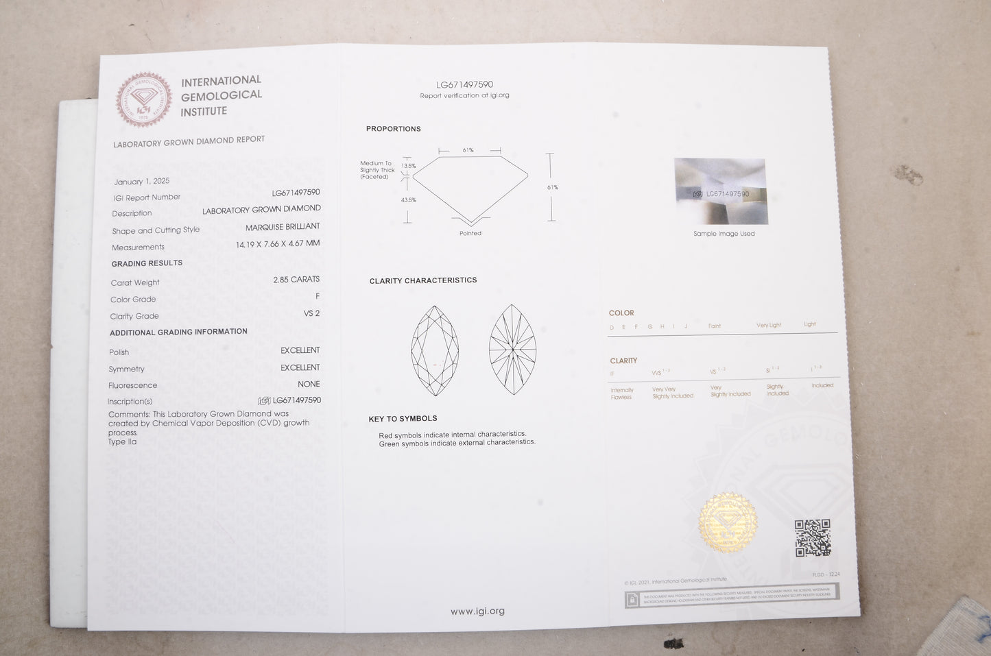 6.33 Carat Lab Grown Diamond 14K Gold Earrings