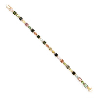 14.90 Ct Square Multi Tourmaline 14K Gold Bracelet