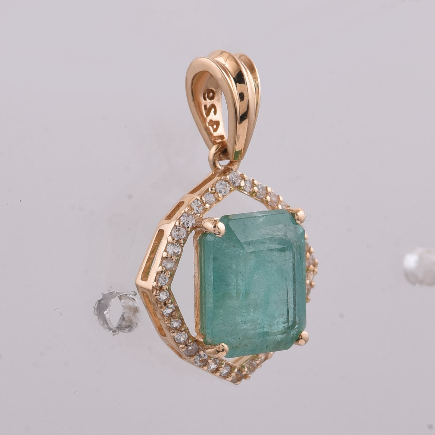 2.40 Ct Octagon Step Cut Natural Emerald 14K Gold Pendant