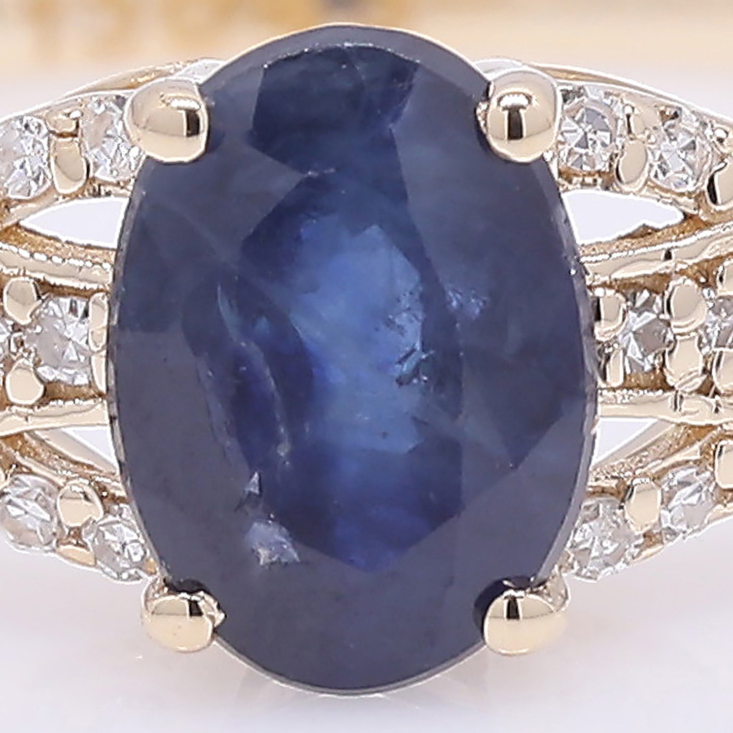 1.21 Ct Oval Mixed Cut Natural Sapphire 14K Gold Ring
