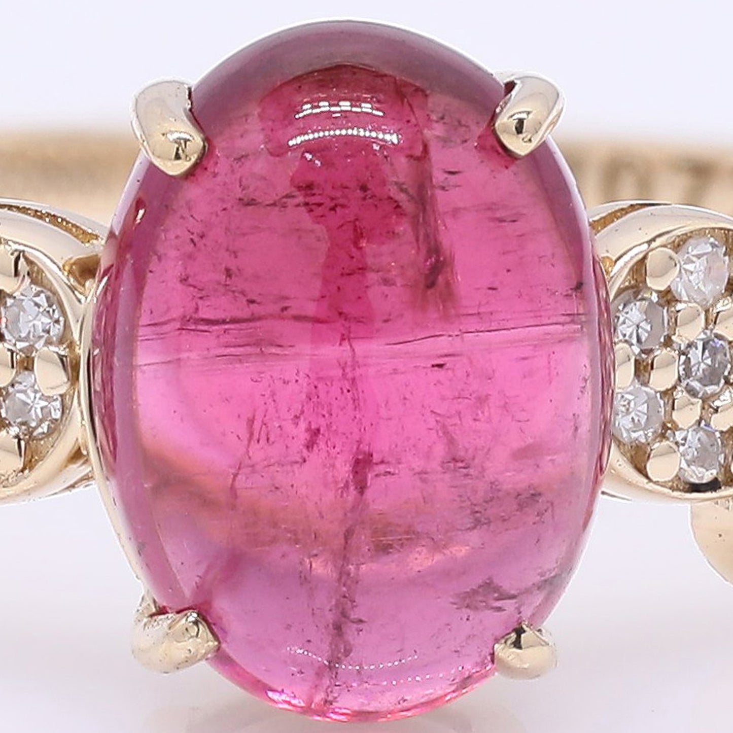 2.00 Ct Oval Cabochon Cut Natural Tourmaline 14K Gold Ring
