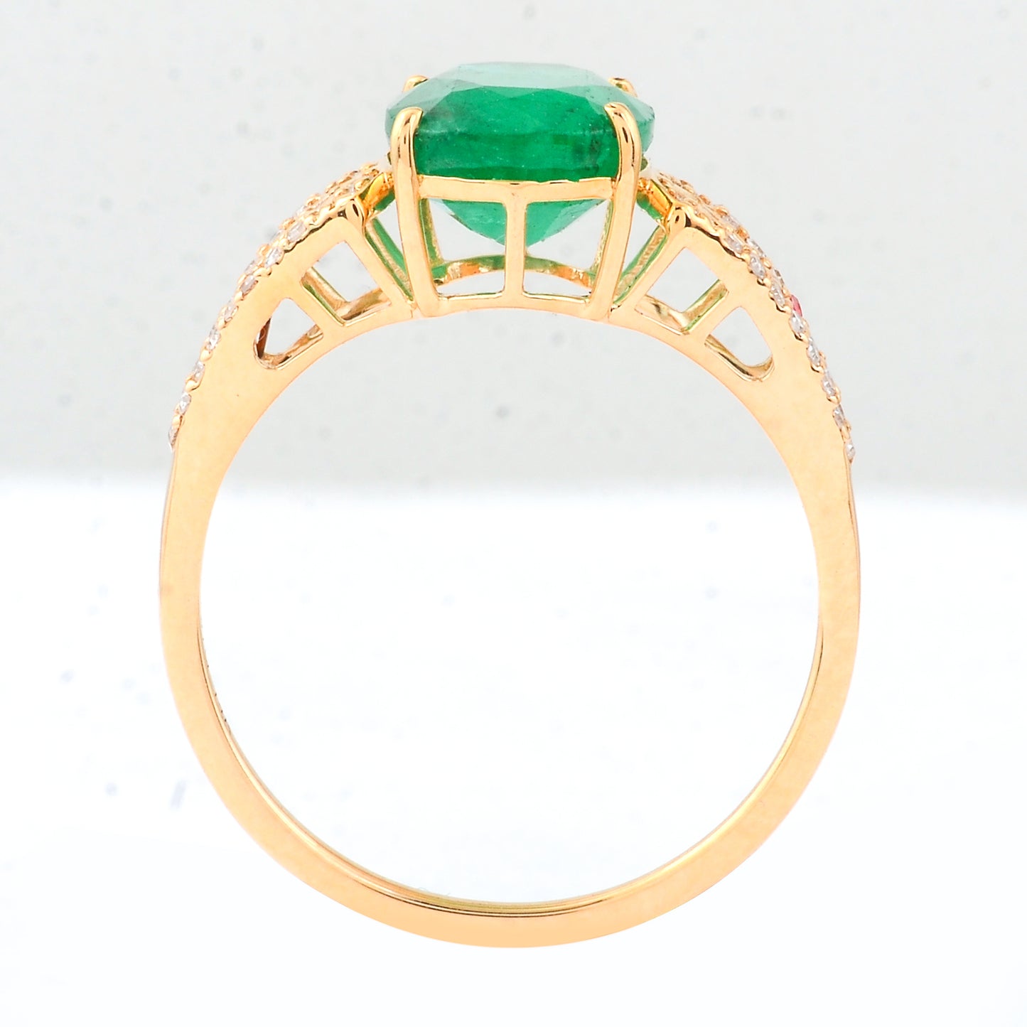 2.58 Ct Cushion Mixed Cut Natural Emerald 14K Gold Ring