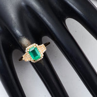 1.15 Ct Octagon Step Cut Natural Emerald 14K Gold Ring