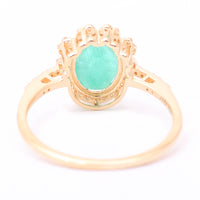 1.62 Ct Oval Mixed Cut Natural Emerald 14K Gold Ring