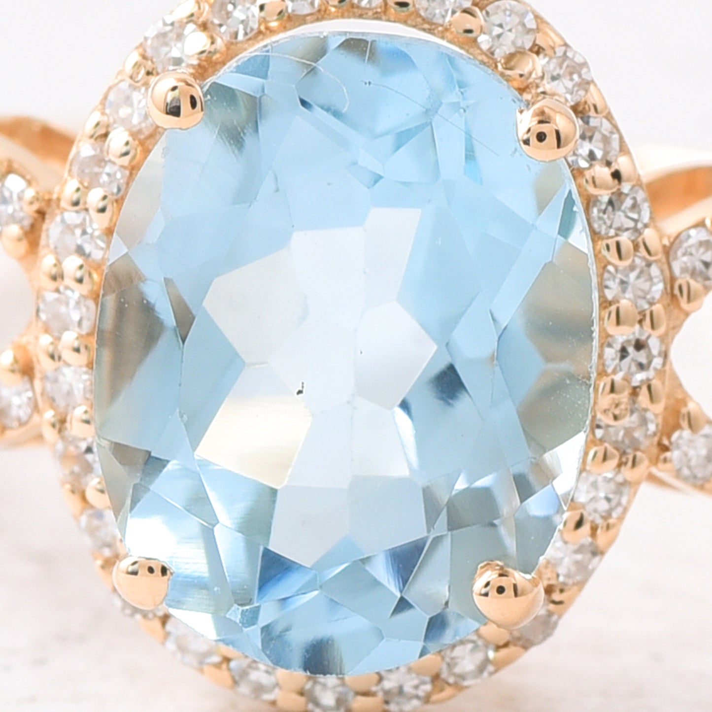 2.48 Ct Oval Mixed Cut Natural Topaz 14K Gold Ring