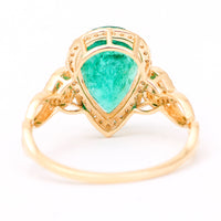 2.69 Ct Pear Mixed Cut Natural Emerald 14K Gold Ring