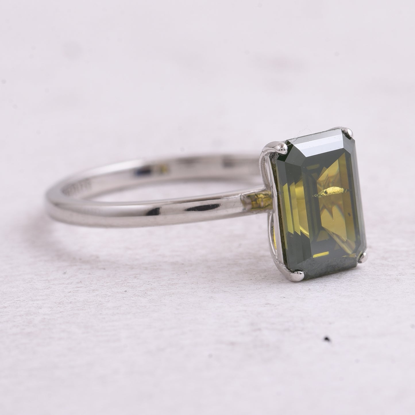 2.15 Ct Octagon Brown Diamond 950 Platinum Ring