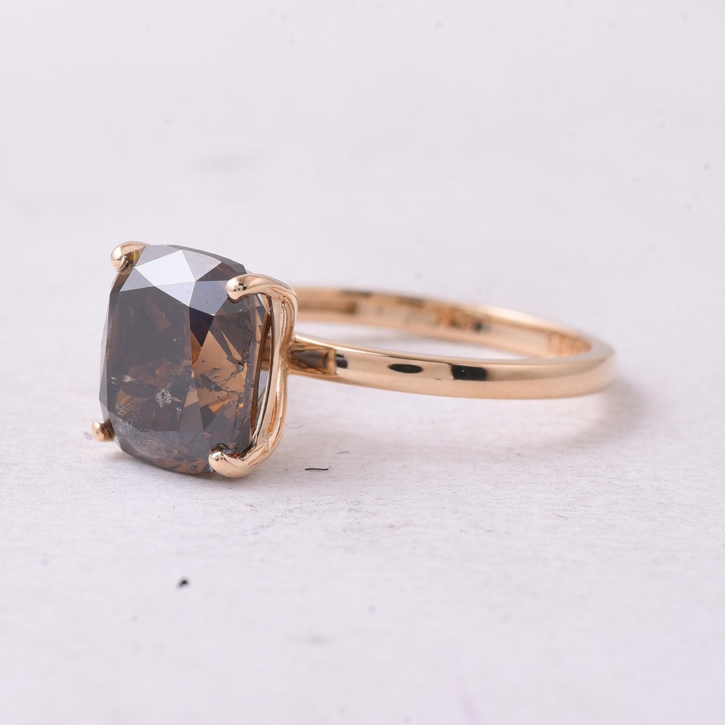 5.06 Ct Cushion Brown Diamond 14K Gold Ring