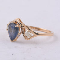 1.53 Ct Pear Natural Sapphire 14K Gold Ring