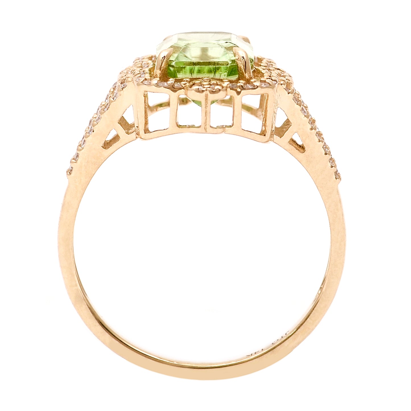 2.66 Ct Octagon Natural Eridot 14K Gold Ring