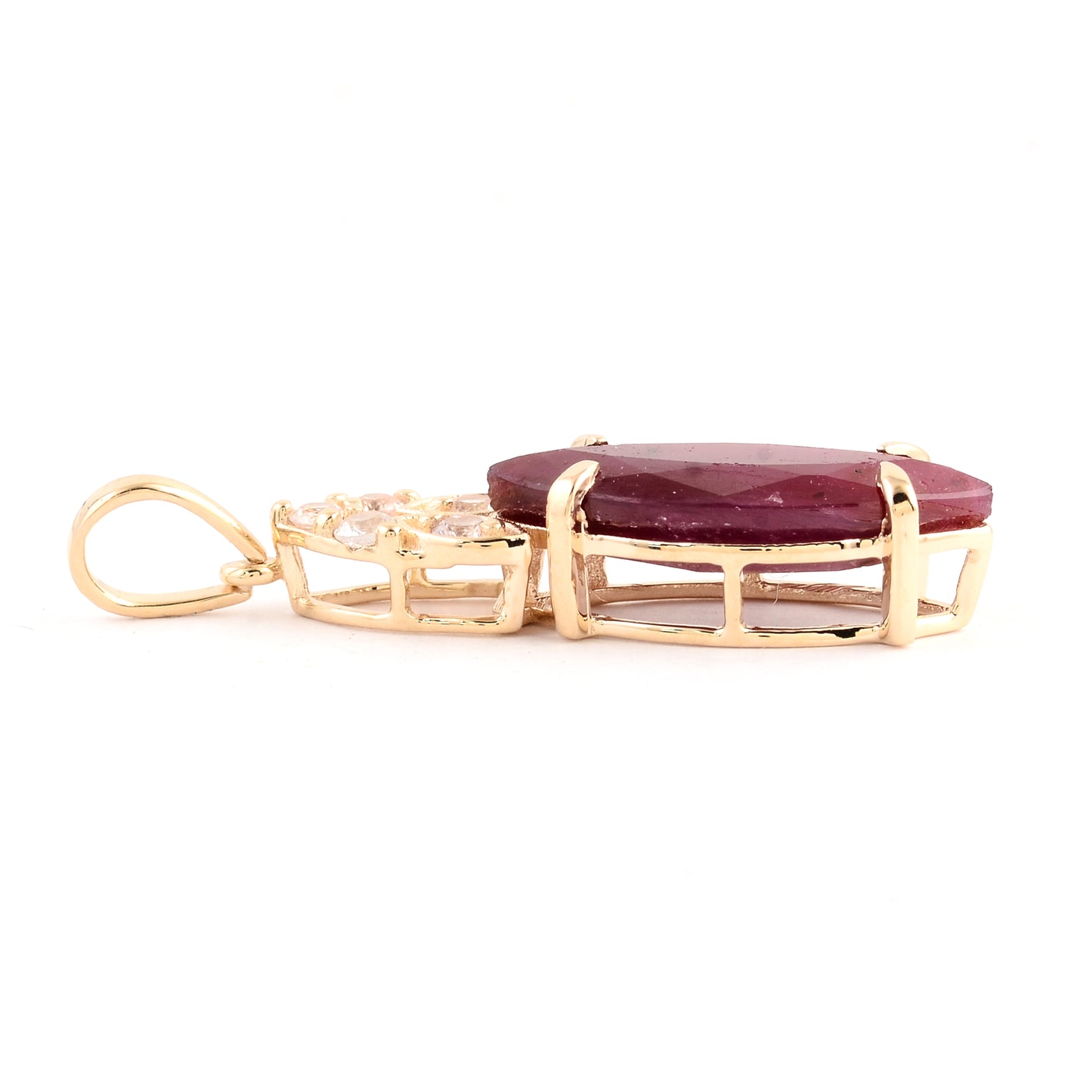 3.63 Ct Marquise Ruby 14K Gold Pendant
