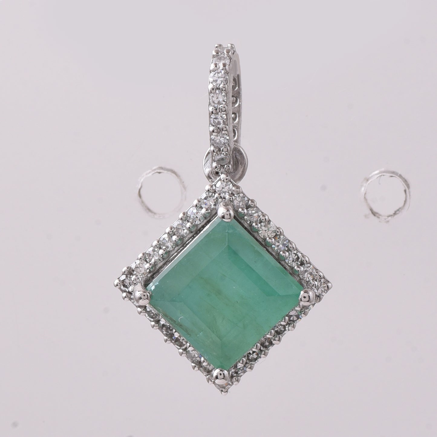 1.51 Ct Square Step Cut Natural Emerald 950 Platinum Pendant