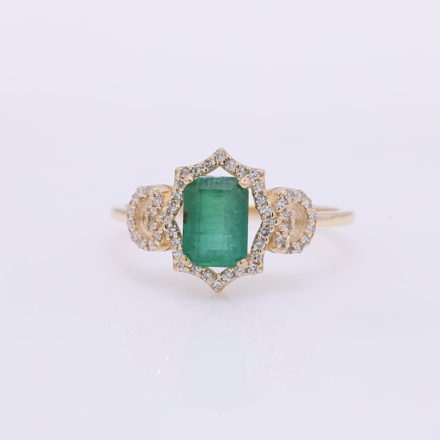 1.27 Ct Octagon Step Cut Natural Emerald 14K Gold Ring