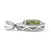 2.77 Ct Oval Mixed Cut Natural Green Sapphire 950 Platinum Pendant